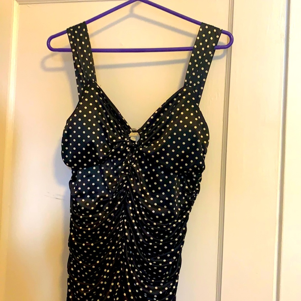 Sexy black polka dot mini dress
